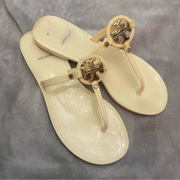 Tory Burch mini miller jelly sandals cream and gold - Picture 3 of 7